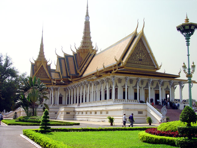 The exterior view of Royal Palace architecture in Phnom Penh