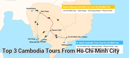 cambodia tours from Ho Chi Minh City map