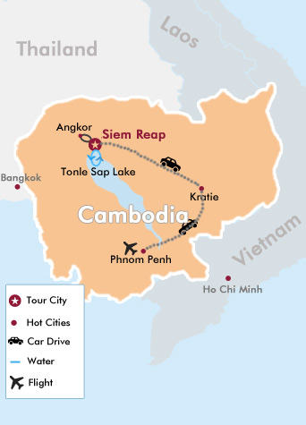 7 Days Cambodia Family Tour Map 7 Days Cambodia Family Tour Map