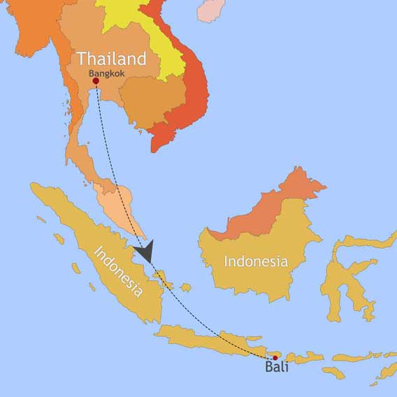 The Location Map of Bali and Thailand