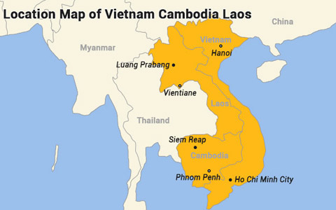 Maps of Vietnam, Cambodia, and Laos: Location, Attractions, Tour Routes