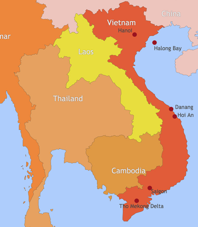 Map Of Thailand And Vietnam