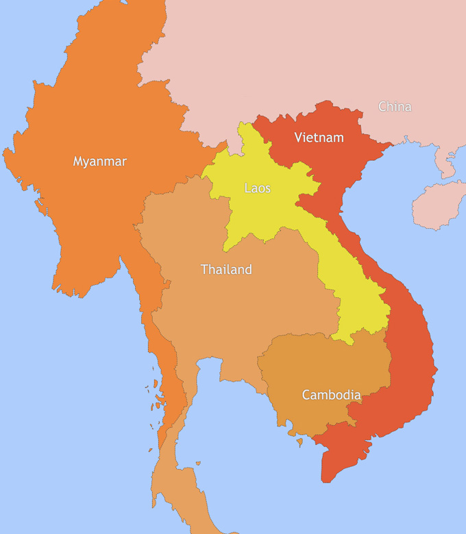 Cambodia and Laos Map