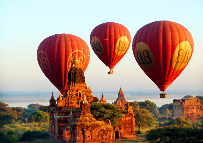 Hot balloons over Bagan Myanmar