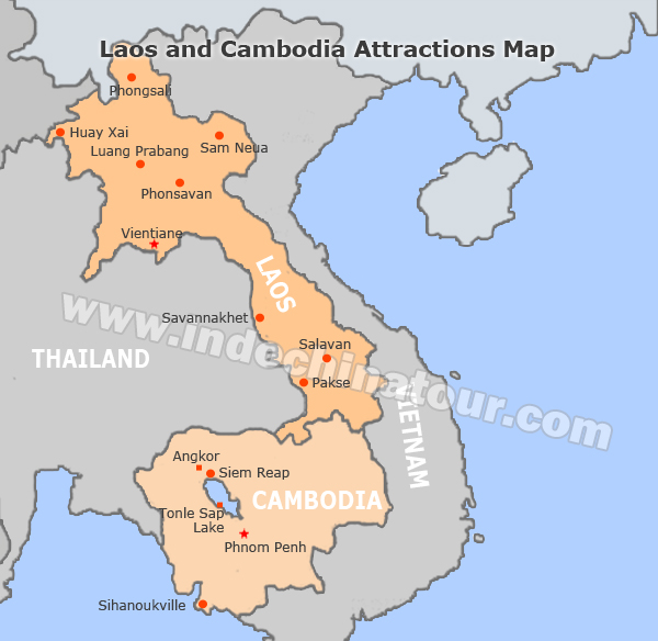 Cambodia and Laos Travel Maps, Maps of Laos and Cambodia