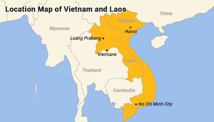 Vietnam and Laos Map