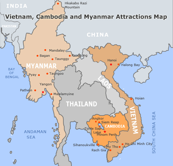 Vietnam and Cambodia Travel Maps