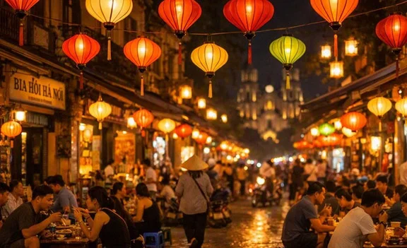 Hanoi Old Quarter street food experience during Debbie's Vietnam Cambodia Thailand trip