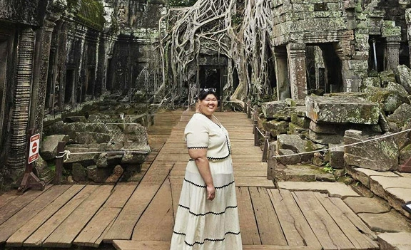Erica at Ta Prohm temple in Siem Reap, Cambodia