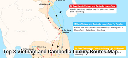 vietnam and cambodia luxury tour map