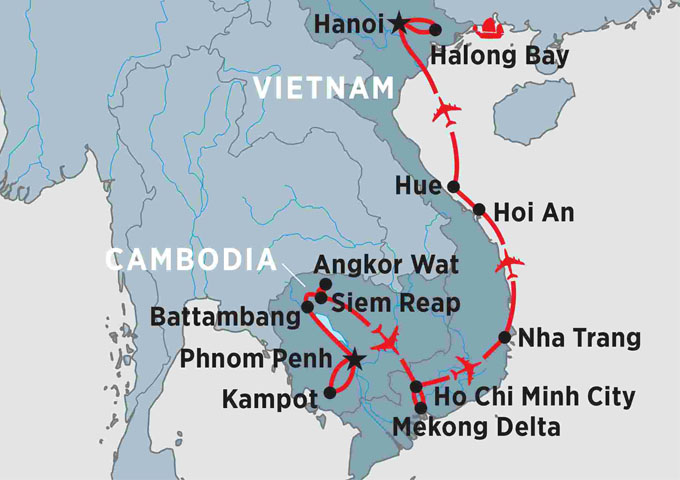 Vietnam and Cambodia Travel Maps
