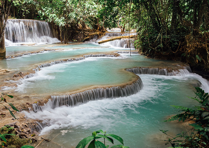 water fall in Luang Prabang during wet season 
